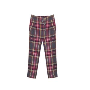 Pantalón Niña Cuadros Tartán Color burdeos, amarillo y gris by Eve Children