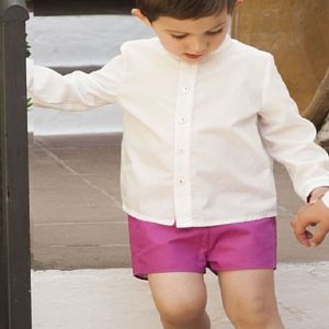 Conjunto 2 piezas bebé niño camisa blanca y pantalón buganvilla by debesos