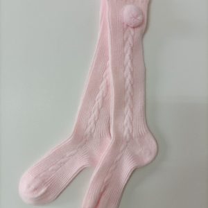 Calcetín pompón rosa bebé