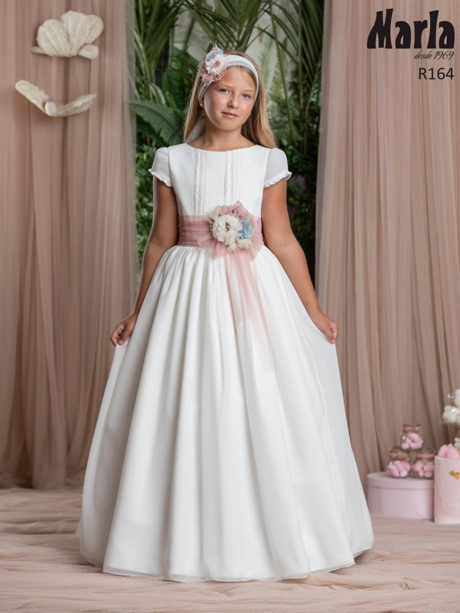 Vestido Comunión fajín con Flores Tania - Imagen 2