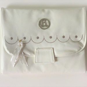 Cambiador Bebé Marfil con bodoques bordados en Gris by Chocolat Baby